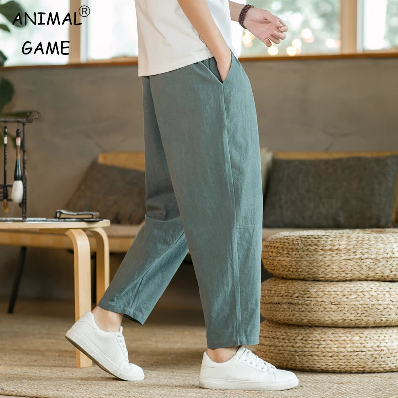 Men's Cotton Linen Breathable trousers casual wear