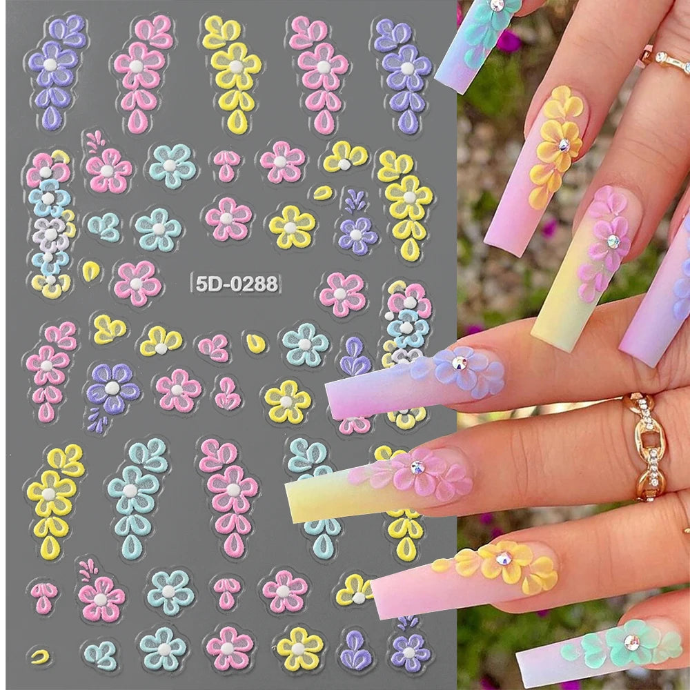 5 D Macron Flower/Fruit Nail Charms Sticker
