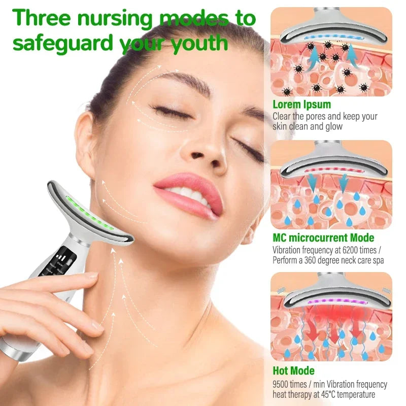 EMS Neck Face Lifter Neck Face Lifting Massager Skin Tighten Device LED Photon Therapy Anti Wrinkle Double Chin Remover 7 Modes