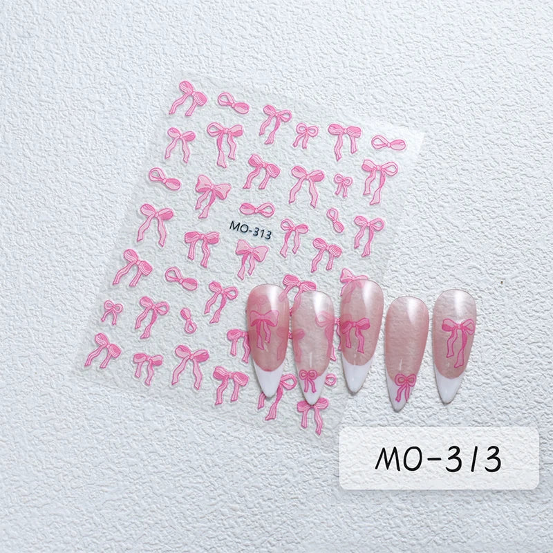 3 D White Bow knot Flower Nail Art Sticker