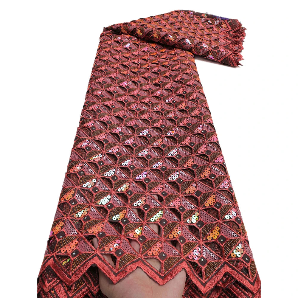 Wholesale Handcut lace fabric African organza lace with lots of sequins high quality and exclusive for wedding big occasion