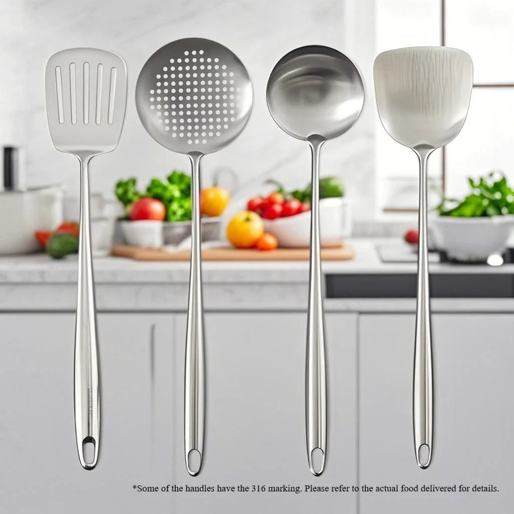 316 Stainless Steel Wok Spatula Metal kitchen utensils Slotted Turner Spoon Ladle Cooking Tools Utensil Set Kitchen Accessories