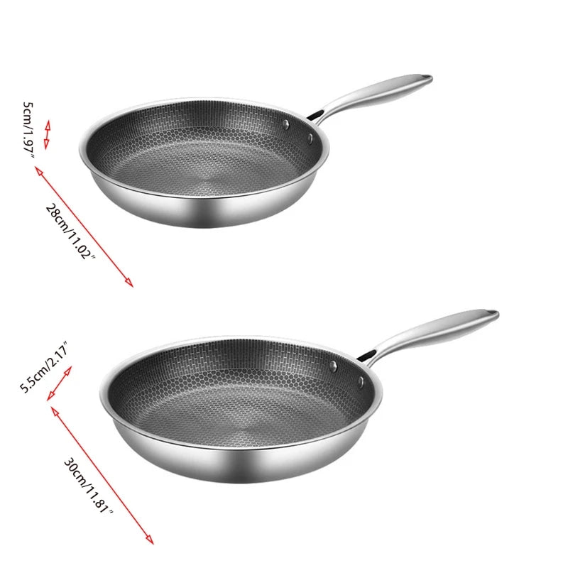 Stainless Steel Material Frying Pan Non-stick Pot Cookware 2 Sizes Choose Fried Steak Pot Saucepan Honeycomb Kitchenware
