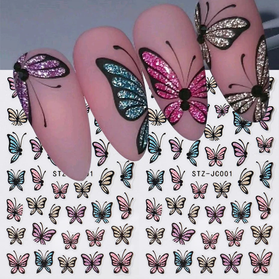 Glitter Butterfly Nail Stickers