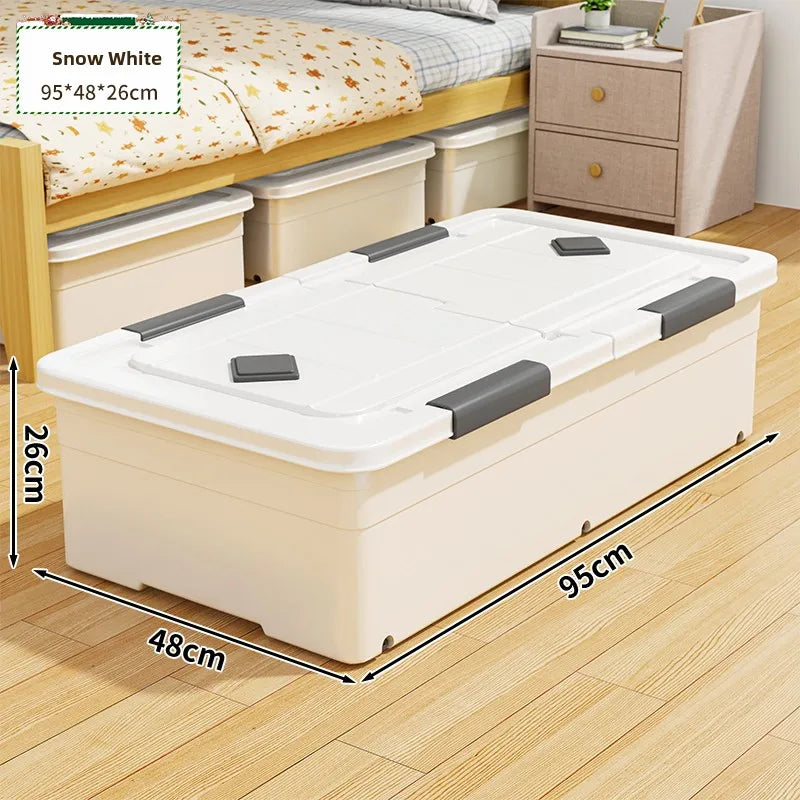 Flat Under-bed Storage Box with Wheels