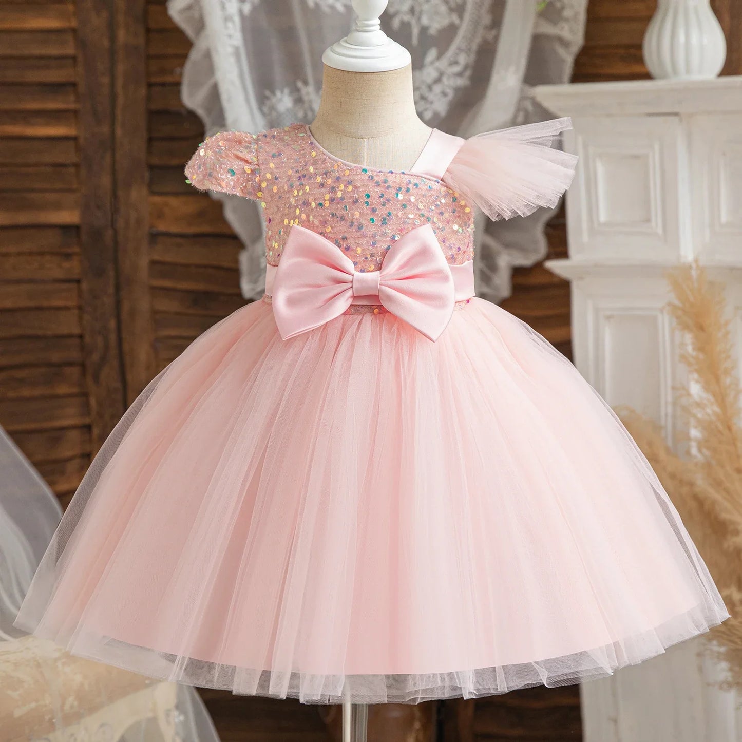 Princess Sequins Baptism Luxury Dress