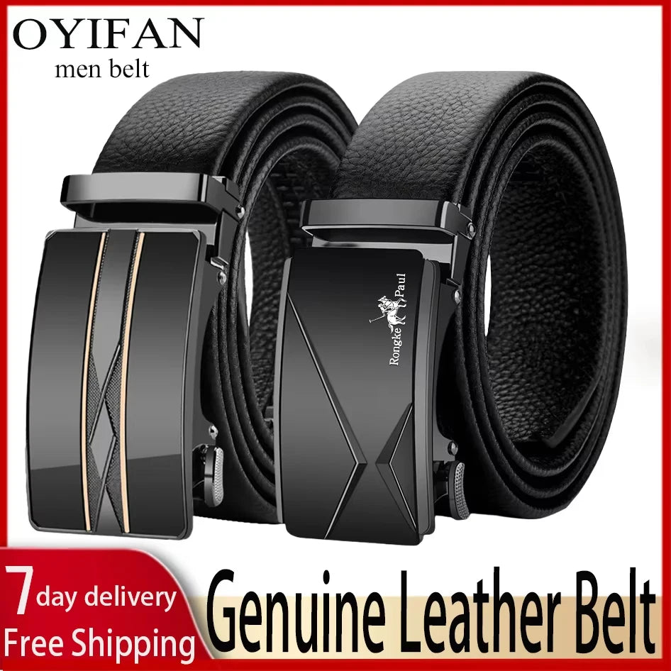 Men Genuine Leather Automatic Adjustable waistband belts