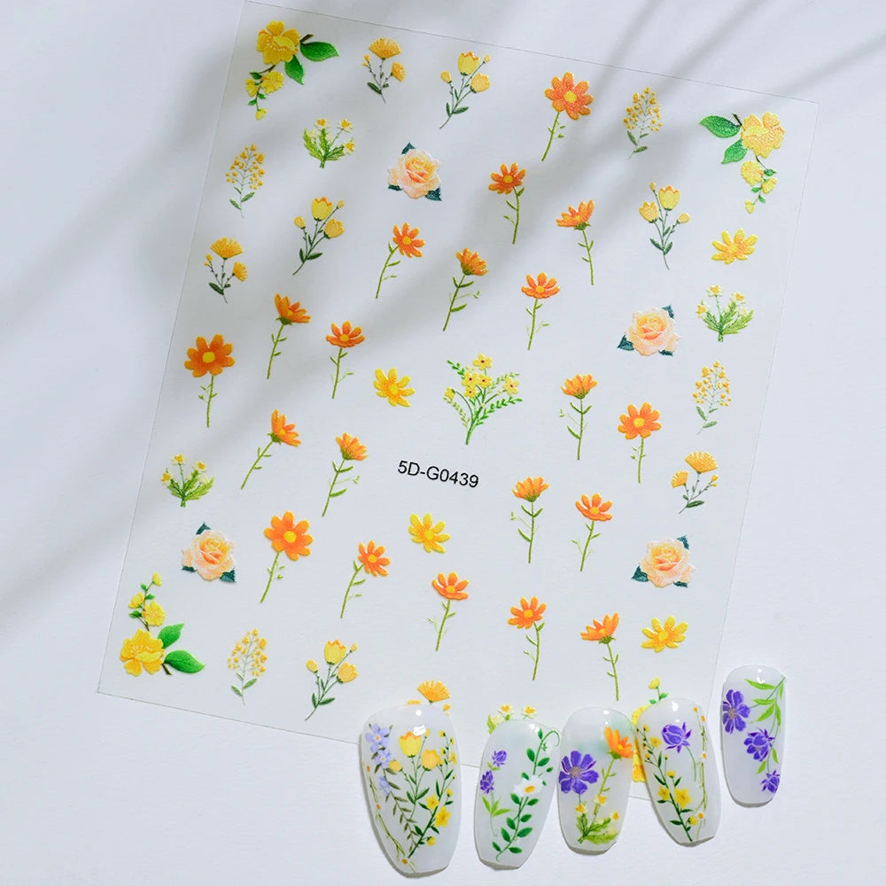 5 D Macron Flower/Fruit Nail Charms Sticker