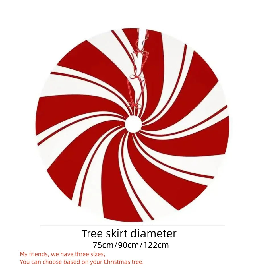 Christmas Tree Skirt Classic Red White Peppermint