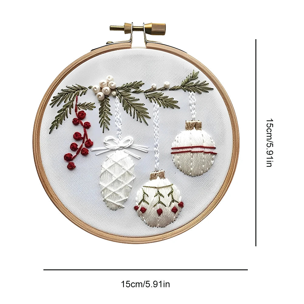 Christmas DIY Embroidery Kit Wreath Printed Pattern Cross Stitch Set Handmade Sewing Art Craft Kit for Beginners Adults Needlewo