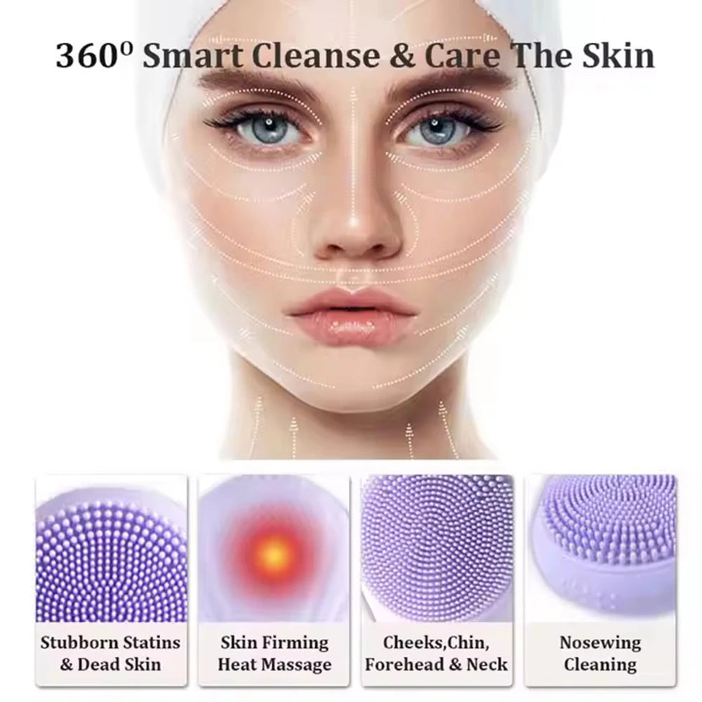 NEW Sonic Waterproof Facial Cleansing Brush for Men & Women Rechargeable Exfoliating Electric Face Scrubber Cleanser Brush