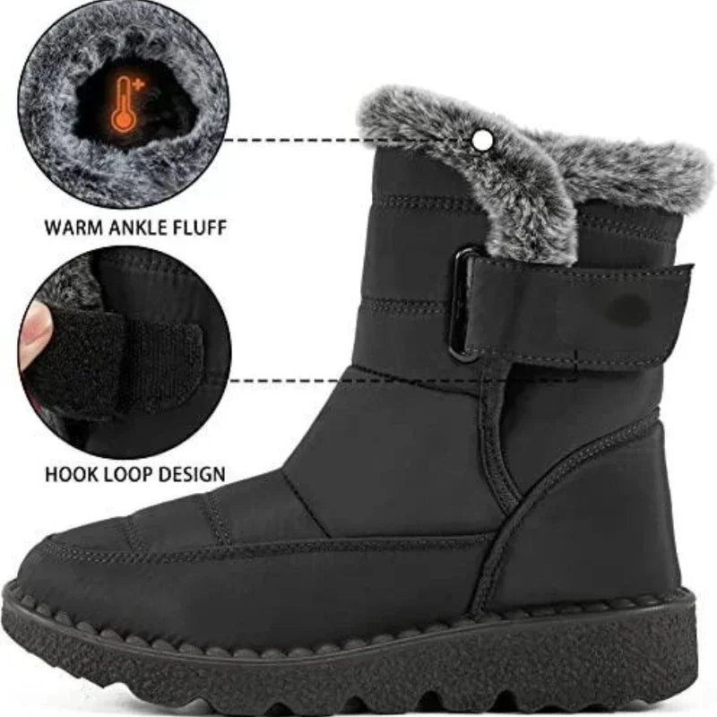 Waterproof Faux Fur Warm Cotton Couples Ankle Boots