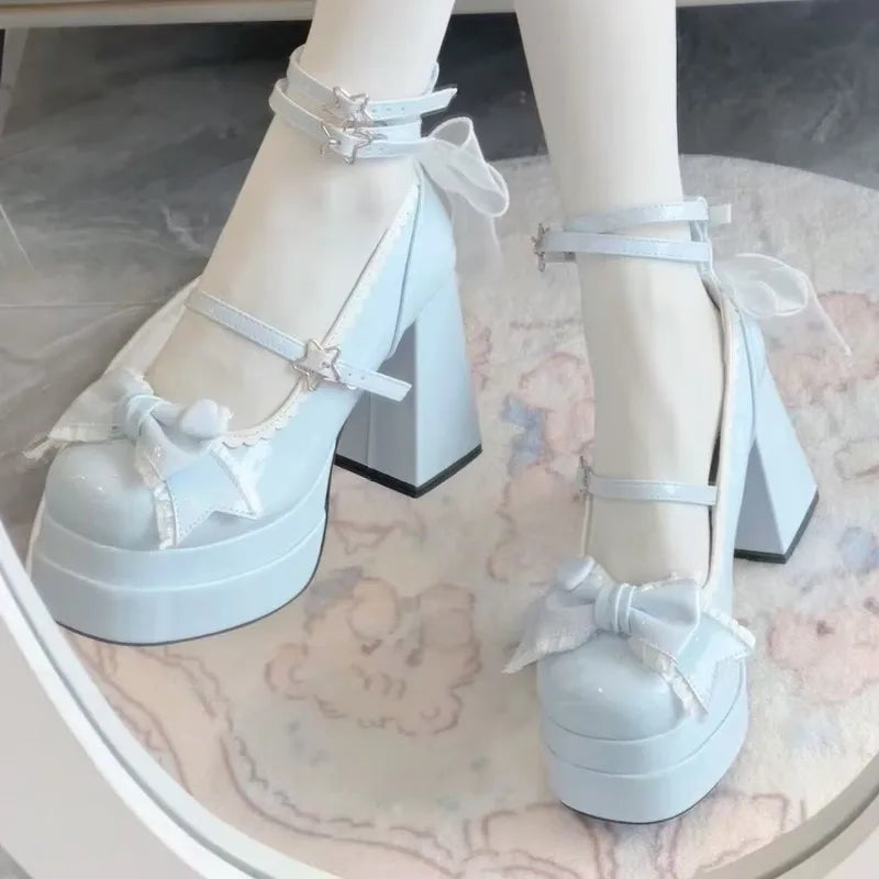 Woman Trendy Lolita Elegant Chunky Pumps