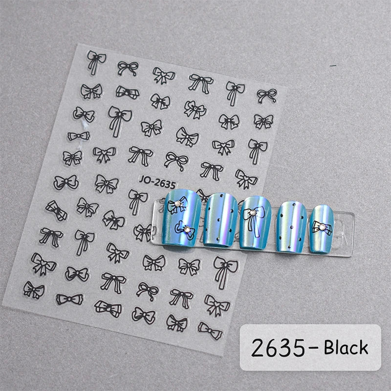 3 D White Bow knot Flower Nail Art Sticker