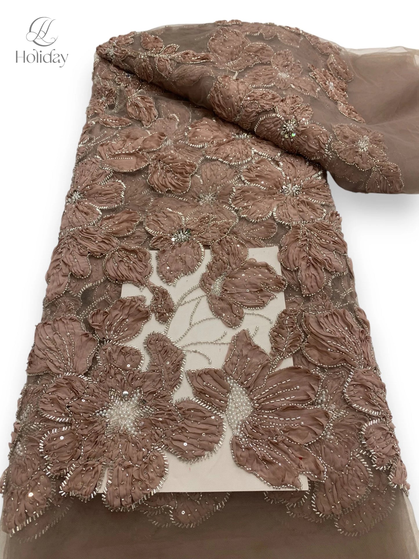 African Chiffon Tulle Lace Fabric French Luxury Sequins Beads Mesh Lace Fabric Nigerian For Woman Evening Clothes Dresses