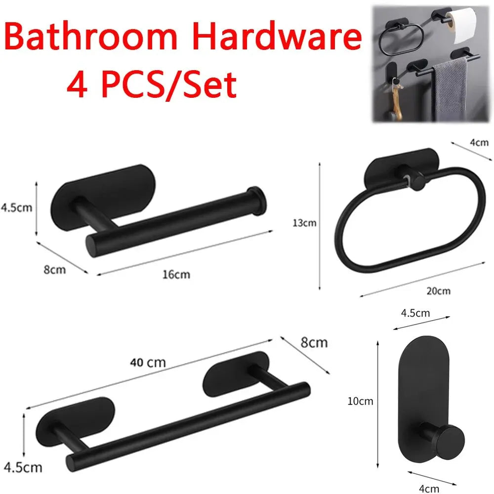 4Pcs/Set Towel Holder Toilet Paper Holder Bathroom Accessories Adhesive Hooks Wall Coat Hanger Kitchen Storages Napkin Dispenser