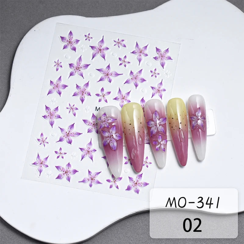 3 D White Bow knot Flower Nail Art Sticker
