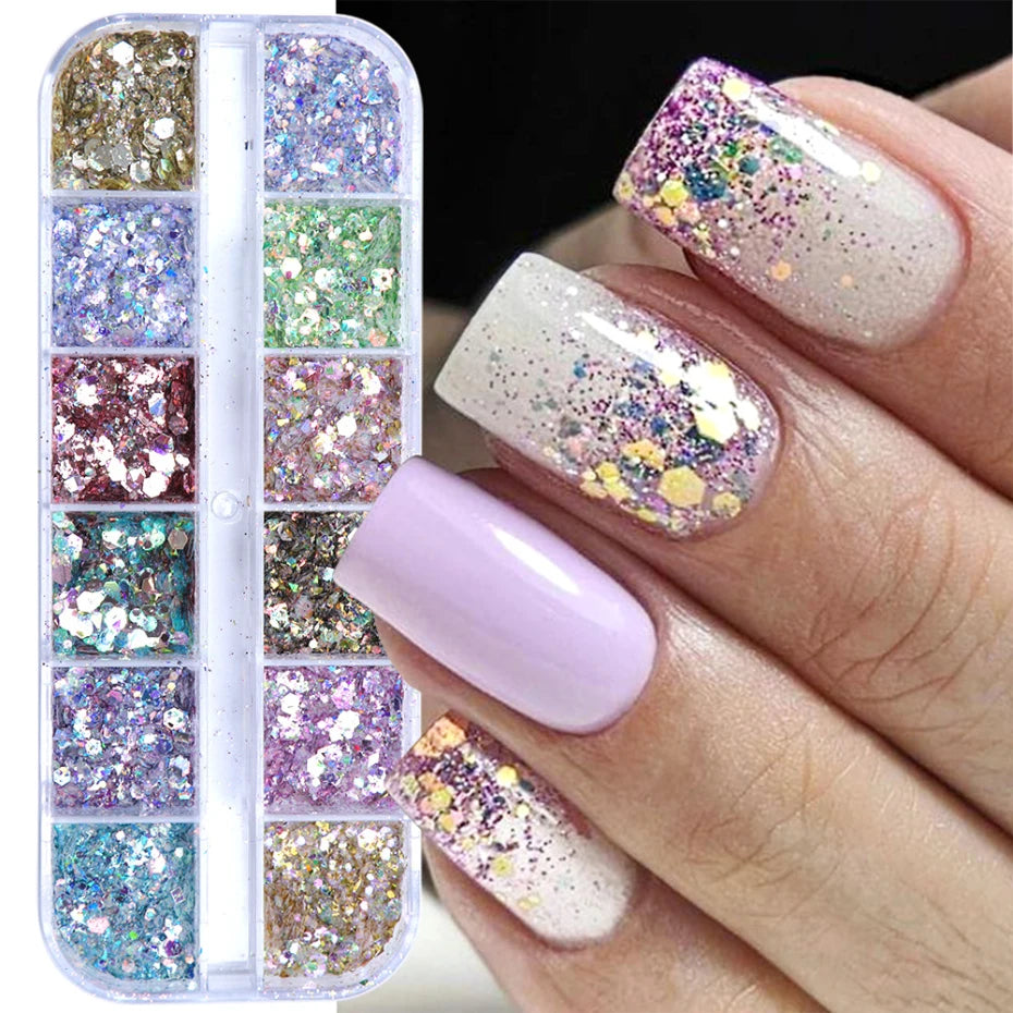 Iridescent Mixed Hexagon Nail Glitter