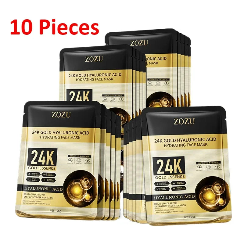 10 pieces 24k Gold Moisturizing Facial Mask