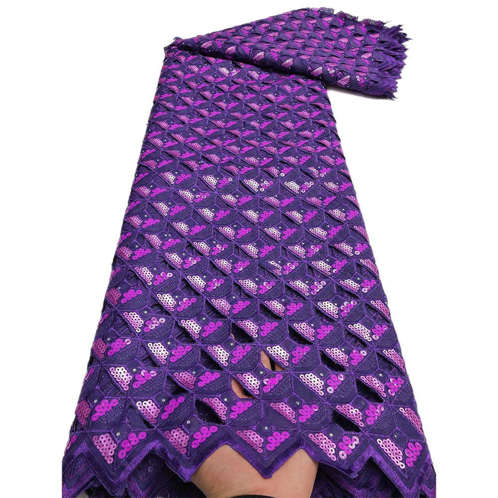 Wholesale Handcut lace fabric African organza lace with lots of sequins high quality and exclusive for wedding big occasion