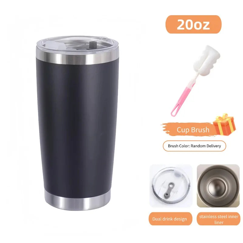 20oz/590ML Thermo Cafe Coffee Mug Car Thermos Mug Leakproof Travel Thermo Cup for Tea Double Stainless Steel Hot and Cold Cup