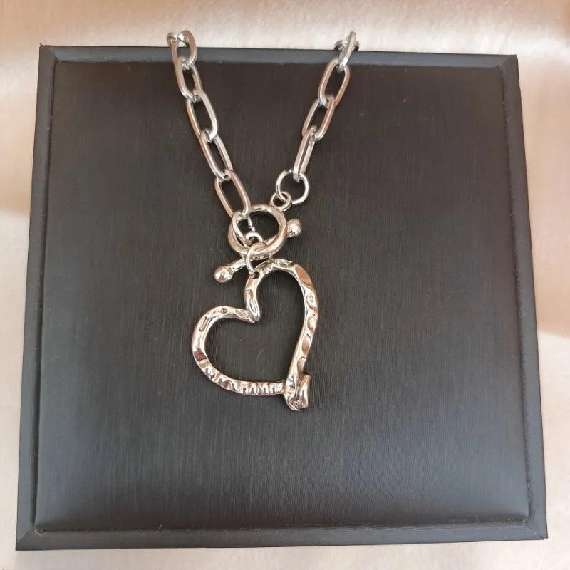 Simple Punk Big Love Pendant Necklace