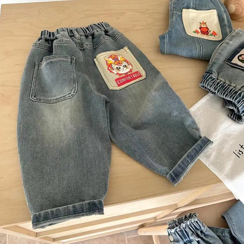 Boys Denim Side Pocket Polished Pant