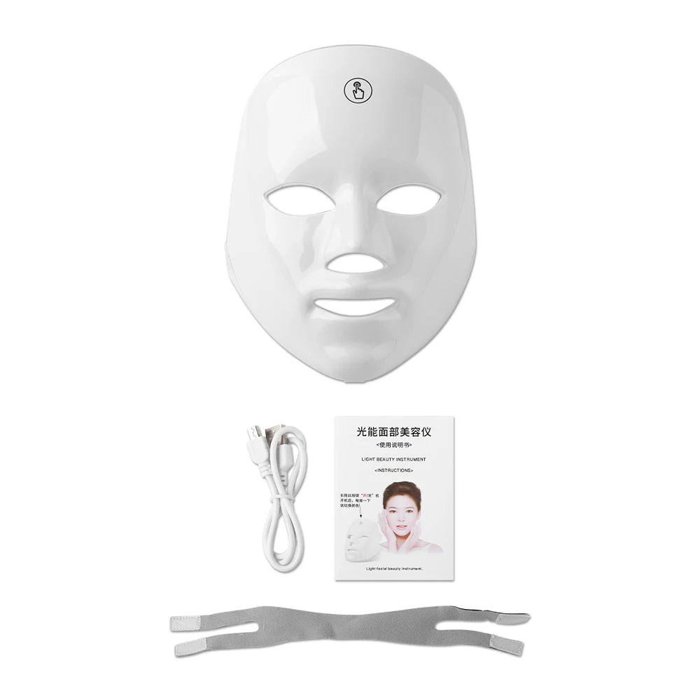Rechargeable Facial LED Mask 7 Colors LED Photon Beauty Mask Skin Rejuvenation Home Face Lifting Whitening Beauty Device