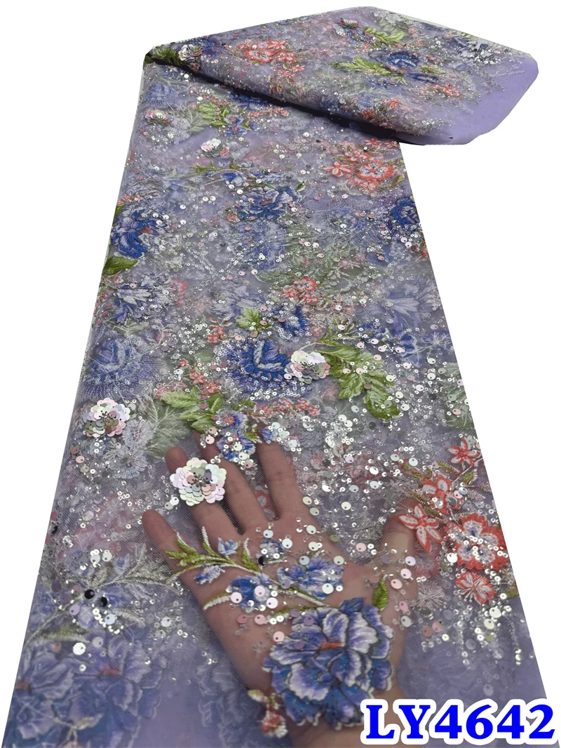 African Lace Fabric 2025 Sequins Beaded Embroidery Groom Nigerian Bridal High Quality French Tulle Lace Fabric For Wedding