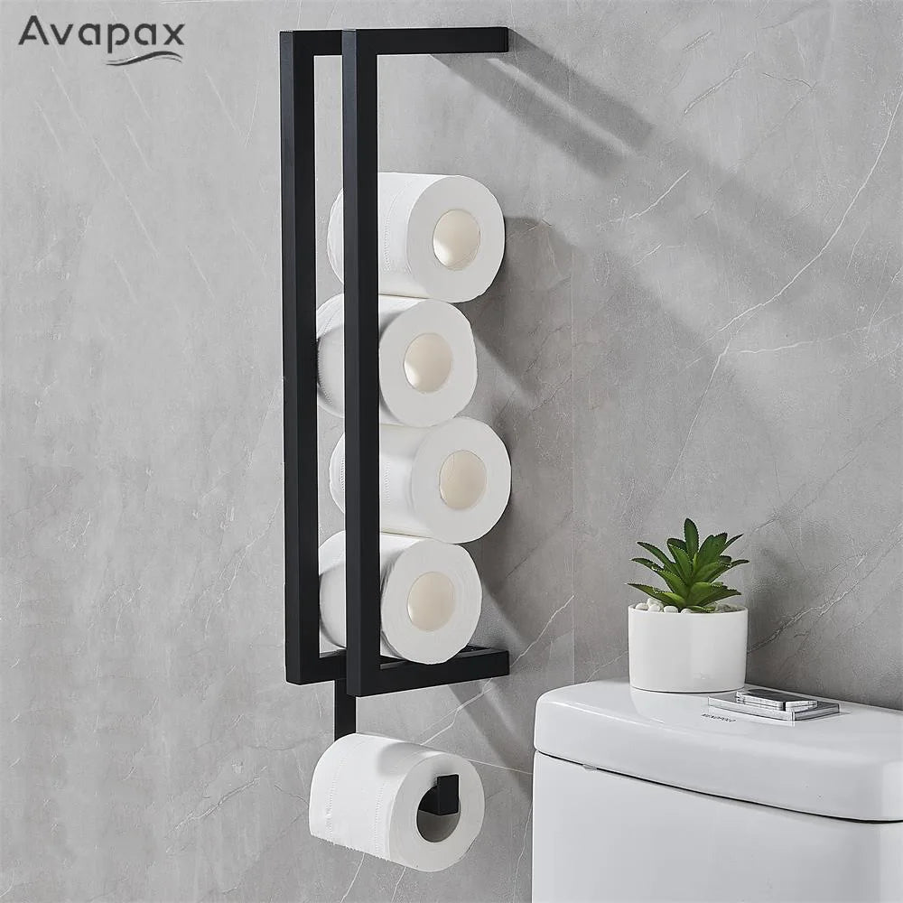 Black Dual Use Stainless Steel Wall-mounted Bathroom Shelf Hotel Bathroom Towel Roll Paper Rack Towel Rack Toilet Paper Holder