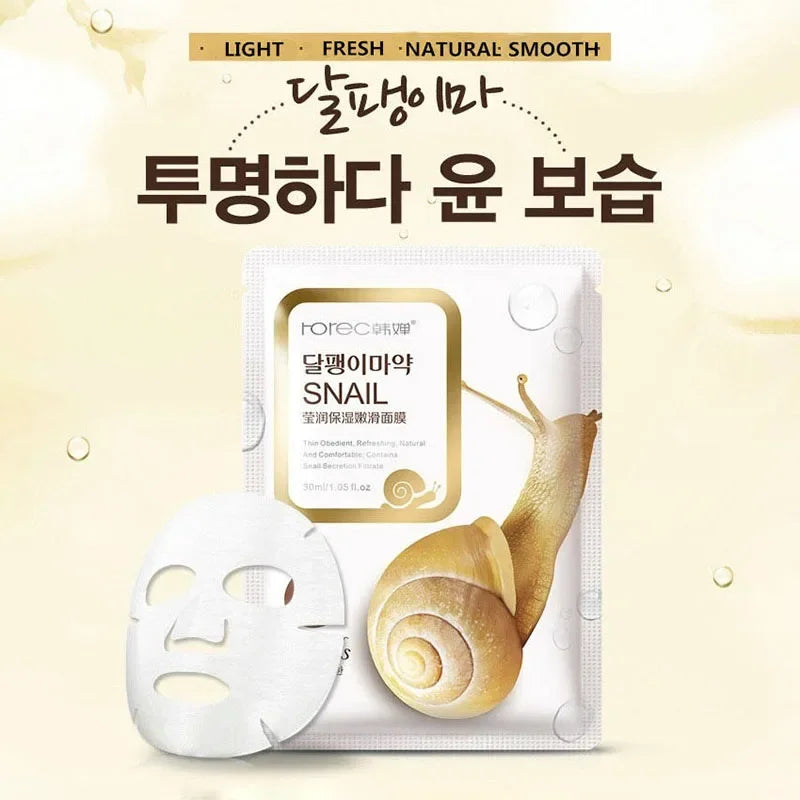 10pcs Snail Moisturizing Face Mask
