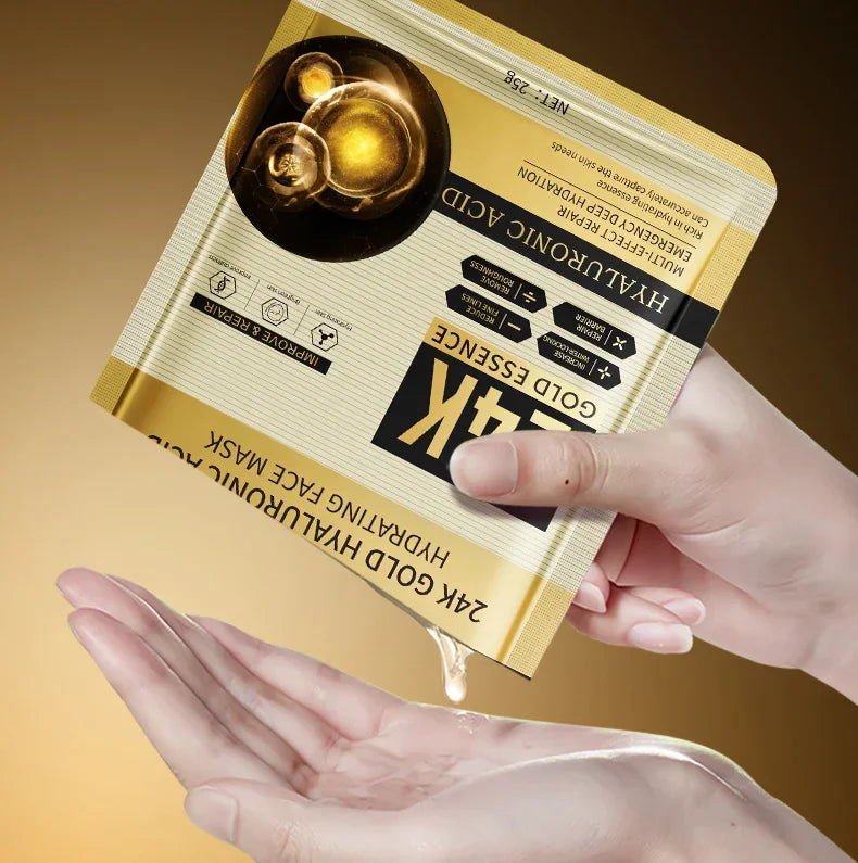 10 pieces 24k Gold Moisturizing Facial Mask