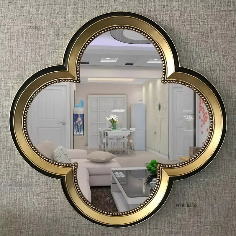 Creative Four-leaf Clover Decorative Mirrors Home Living Room Background Wall Decorative Mirror Bathroom Hotel Makeup Mirror AA