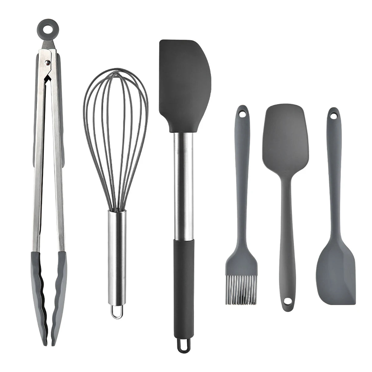 2/4/6/8pcs Silicone Kitchenware Set Stainless Steel Hand Shovel Soup Spoon Spaghetti Claw Cooking Set Household Kitchen Tool Set