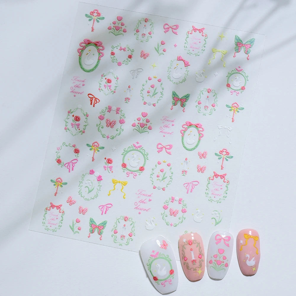 5 D Macron Flower/Fruit Nail Charms Sticker