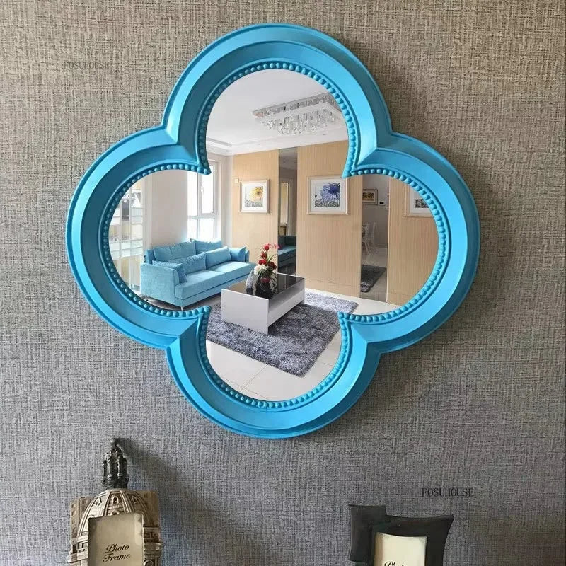 Creative Four-leaf Clover Decorative Mirrors Home Living Room Background Wall Decorative Mirror Bathroom Hotel Makeup Mirror AA