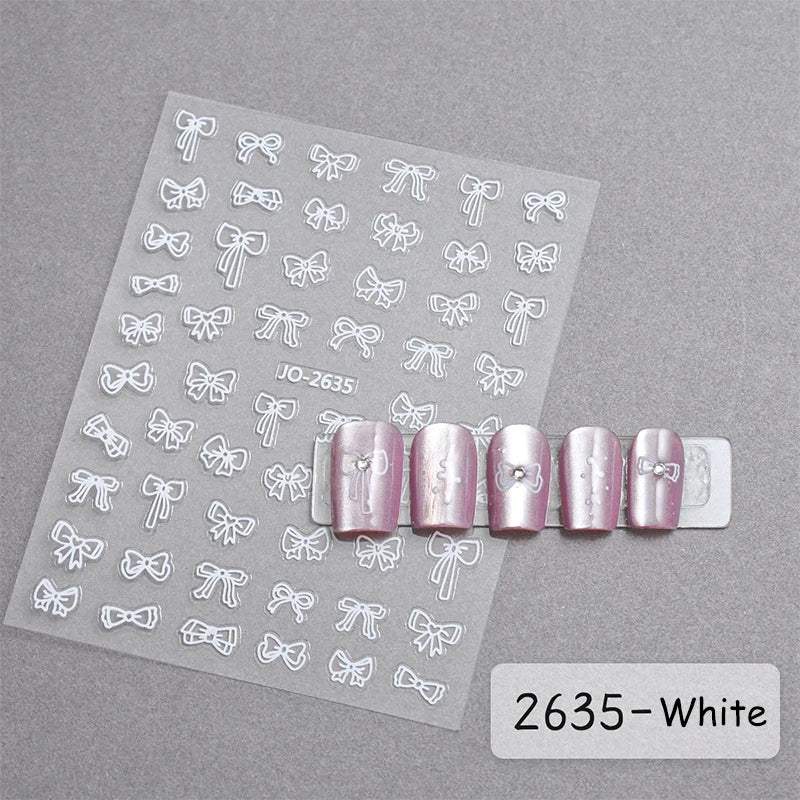3 D White Bow knot Flower Nail Art Sticker