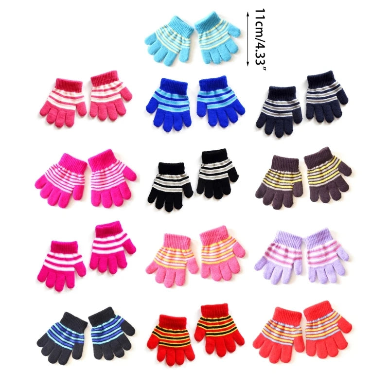 Baby Full Finger Knitted Stripe Mitten