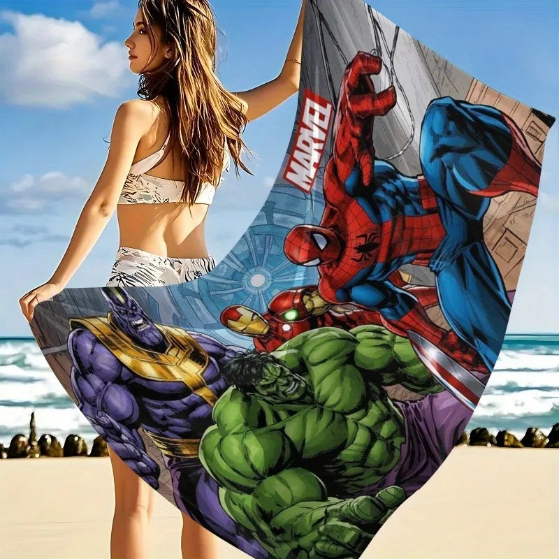Marvel Avengers Beach Towel: Spider-Man, Iron Man, Hulk & Thanos Design! Suitable for towels, bath towels, beach towels, gifts