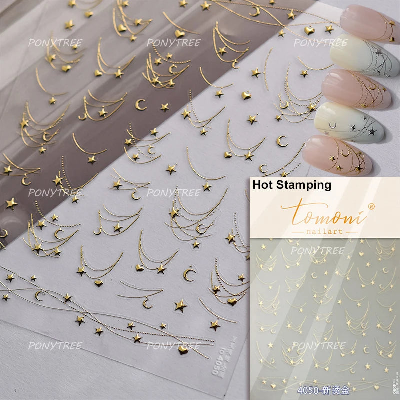 Star Moon Love Heart Necklace Nail Sticker