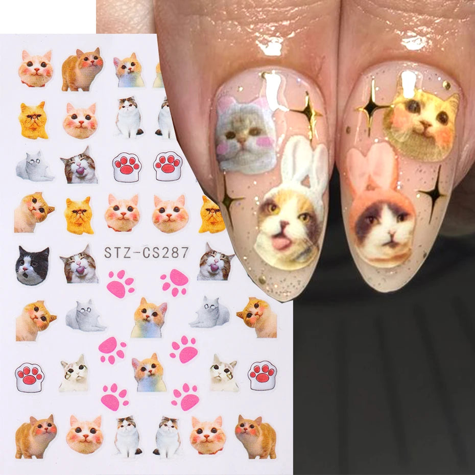 Lovely Animal 3 D Cartoon Nail Art Stickers