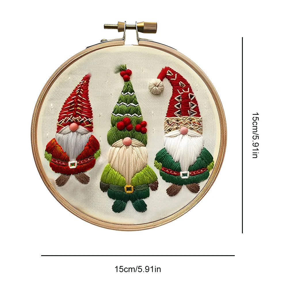 Christmas DIY Embroidery Kit Wreath Printed Pattern Cross Stitch Set Handmade Sewing Art Craft Kit for Beginners Adults Needlewo