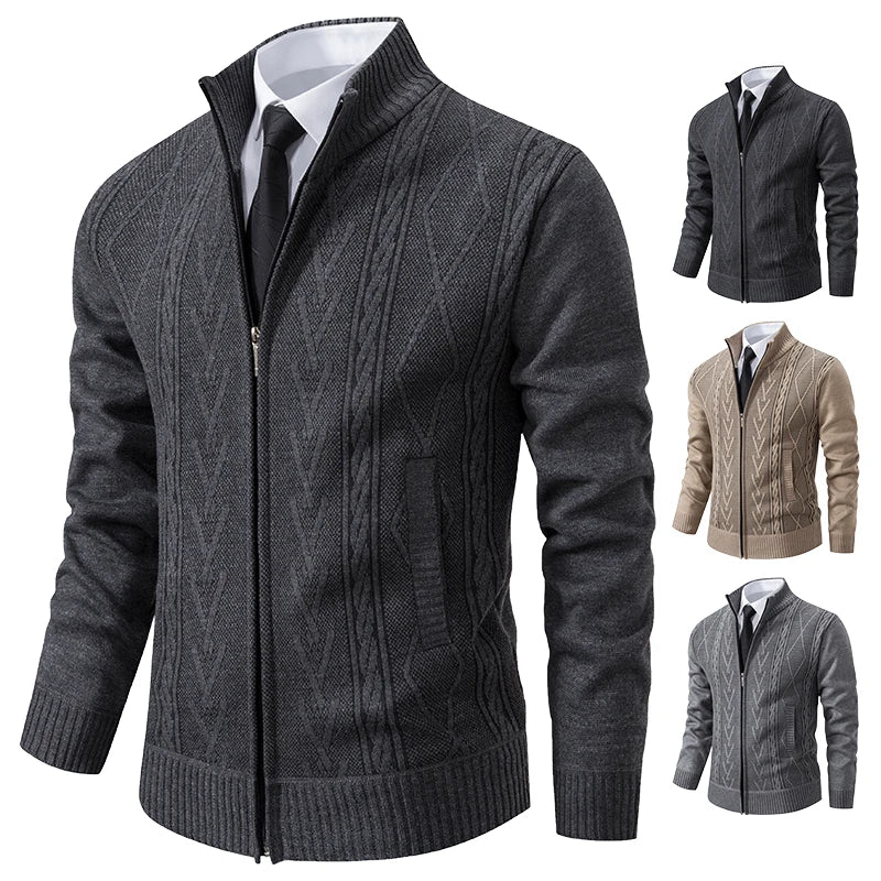 Cashmere padded warm casual men's knitted sweater coat
