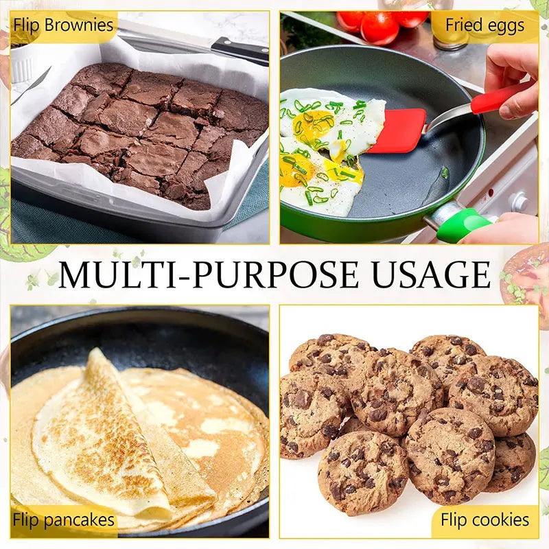 Silicone Cookie Spatula Turner Nonstick Mini Brownie Spatula Flexible Kitchen Spatulas Heat Resistant Flipper Egg Utensils
