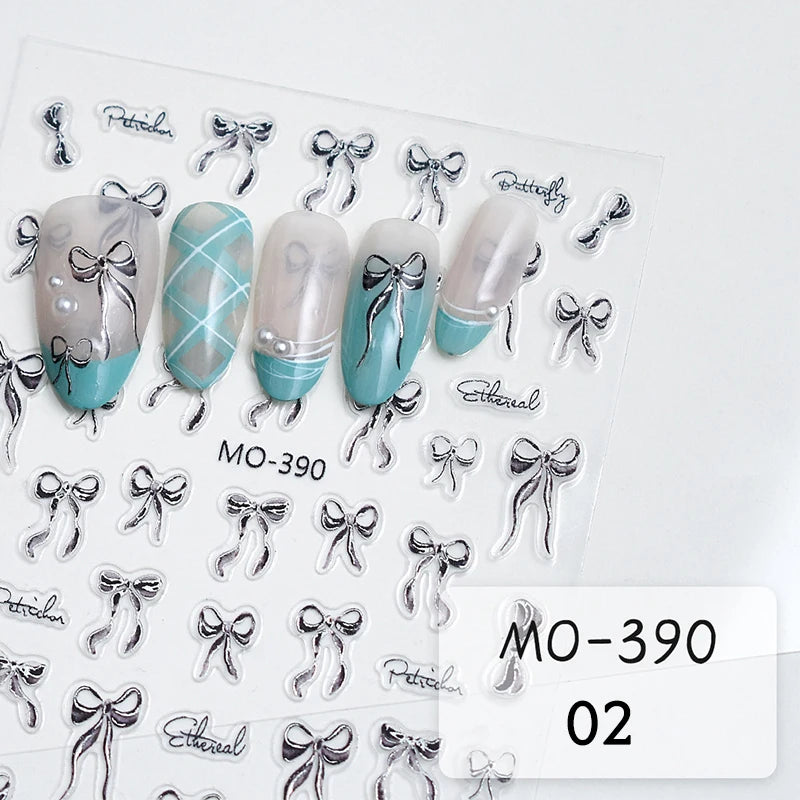 3 D White Bow knot Flower Nail Art Sticker