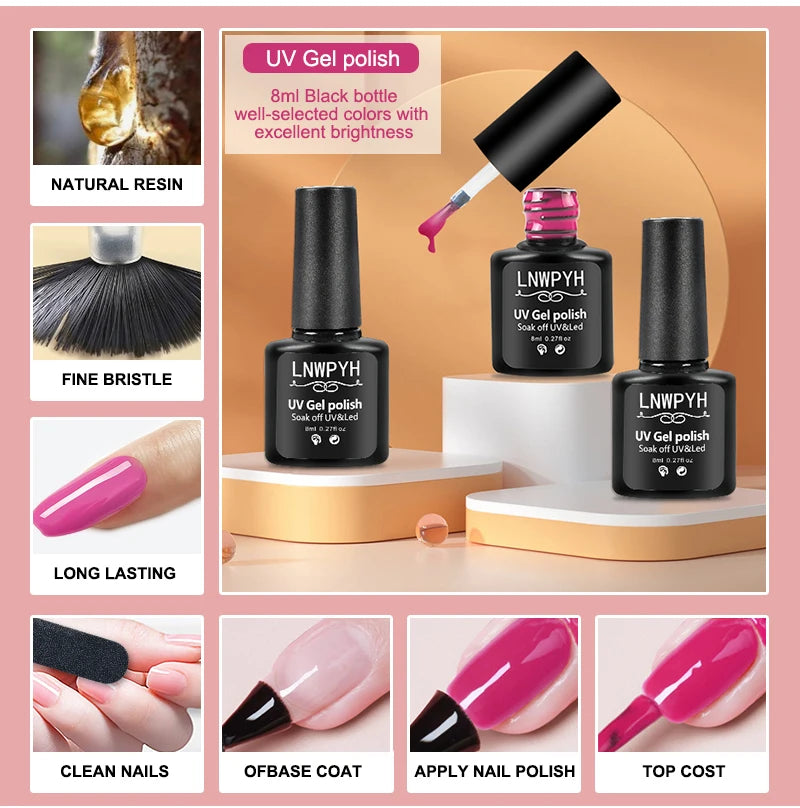 Gel Nail Polish Kit With UV Nail Lamp+Tools