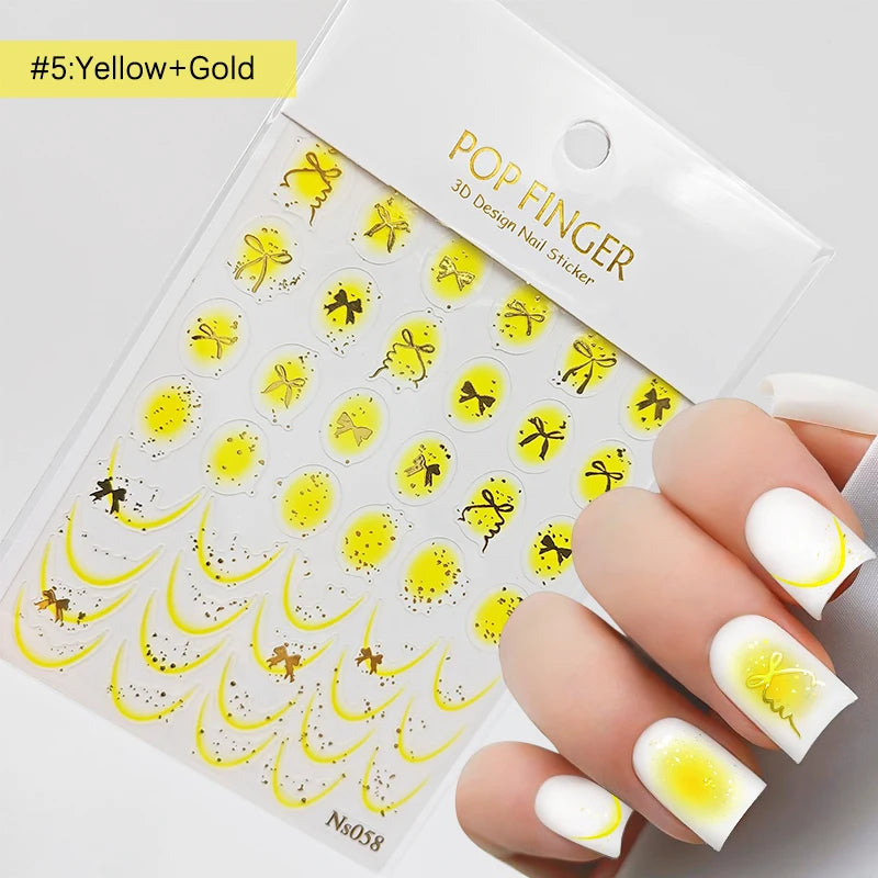 3 D White Bow knot Flower Nail Art Sticker