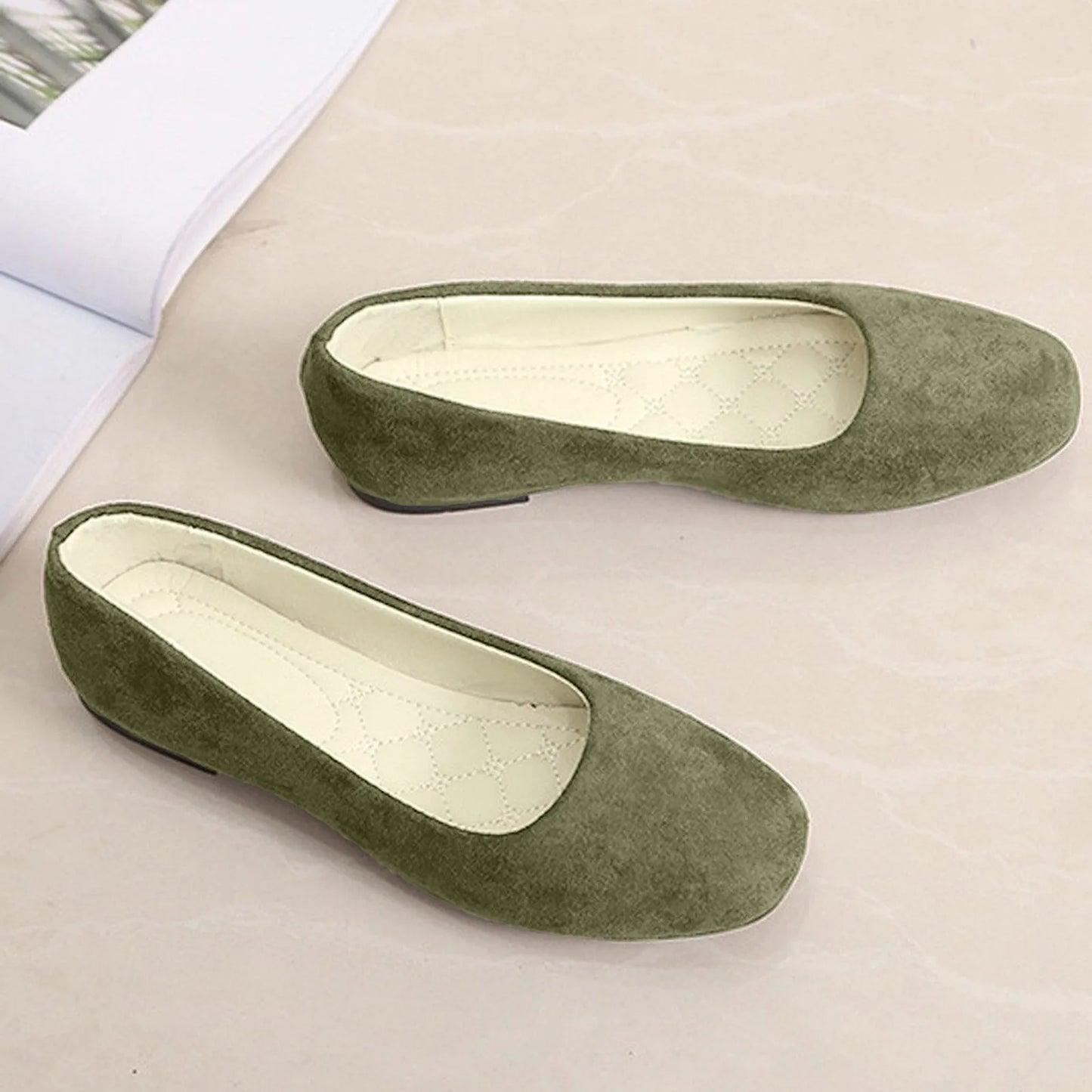 Women Suede Loafers Flat Heel