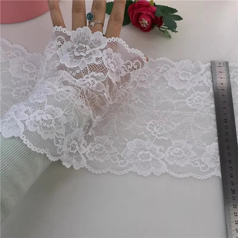 2 Yards Black and White Lace Fabric Flower Lace DIY Sleeve Skirt Decoration Clothing Accessories 18CM Wide