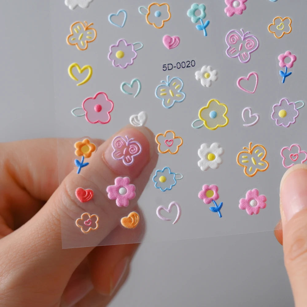 5 D Macron Flower/Fruit Nail Charms Sticker